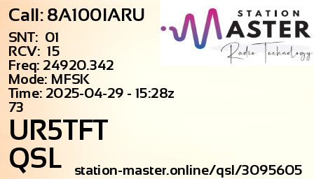 QSL Card for UR5TFT QSO with 8A100IARU