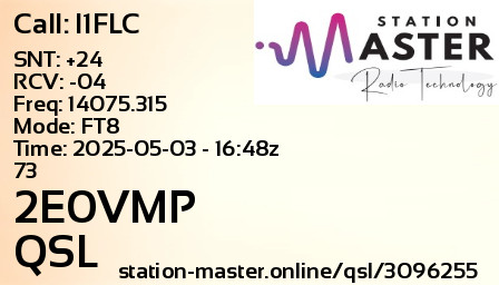 QSL Card for 2E0VMP QSO with I1FLC