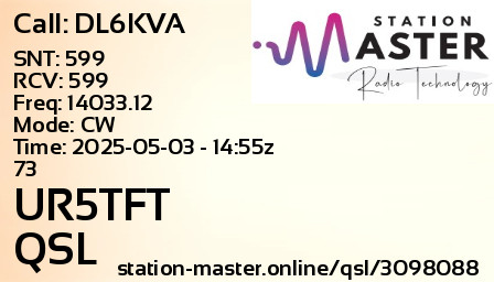QSL Card for UR5TFT QSO with DL6KVA