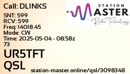 QSL Card for UR5TFT QSO with DL1NKS
