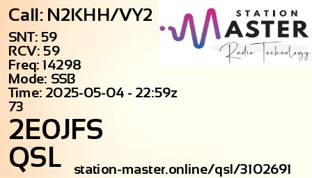QSL Card for 2E0JFS QSO with N2KHH/VY2