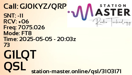 QSL Card for G1LQT QSO with GJ0KYZ/QRP