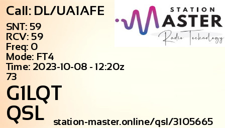 QSL Card for G1LQT QSO with DL/UA1AFE