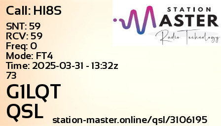QSL Card for G1LQT QSO with HI8S