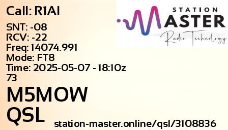 QSL Card for M5MOW QSO with R1AI