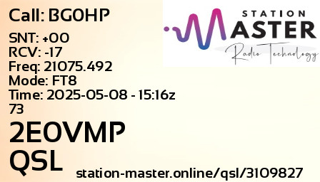 QSL Card for 2E0VMP QSO with BG0HP
