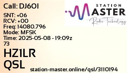 QSL Card for HZ1LR QSO with DJ6OI