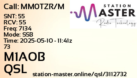 QSL Card for M1AOB QSO with MM0TZR/M