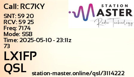 QSL Card for LX1FP QSO with RC7KY