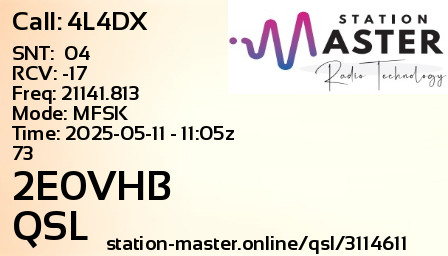 QSL Card for 2E0VHB QSO with 4L4DX