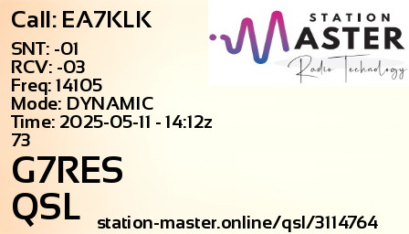 QSL Card for G7RES QSO with EA7KLK