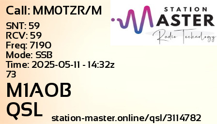 QSL Card for M1AOB QSO with MM0TZR/M
