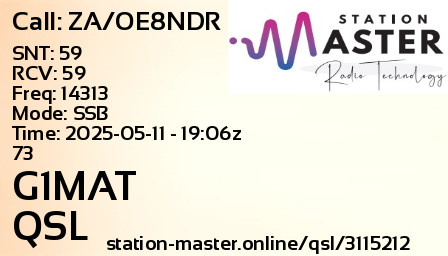 QSL Card for G1MAT QSO with ZA/OE8NDR