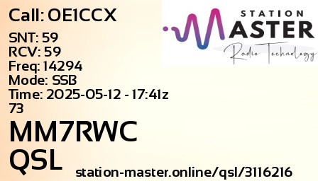 QSL Card for MM7RWC QSO with OE1CCX