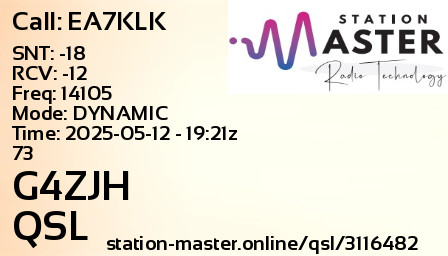 QSL Card for G4ZJH QSO with EA7KLK