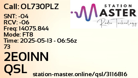QSL Card for 2E0INN QSO with OL730PLZ