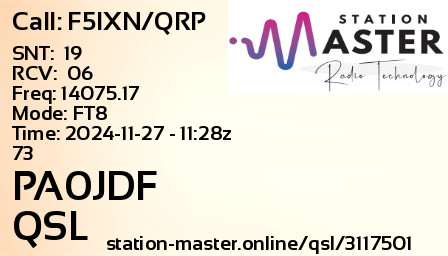 QSL Card for PA0JDF QSO with F5IXN/QRP