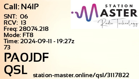 QSL Card for PA0JDF QSO with N4IP