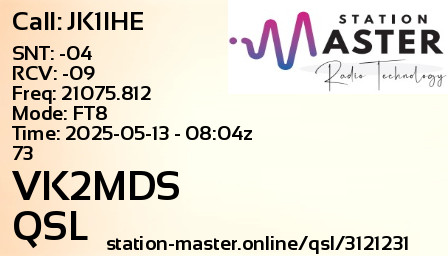 QSL Card for VK2MDS QSO with JK1IHE