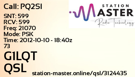 QSL Card for G1LQT QSO with PQ2SI
