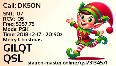 QSL Card for G1LQT QSO with DK5ON
