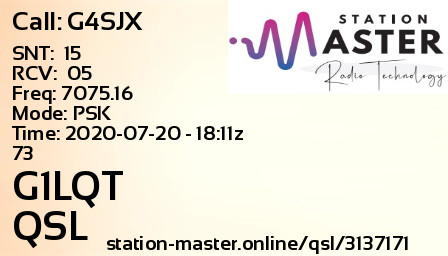 QSL Card for G1LQT QSO with G4SJX
