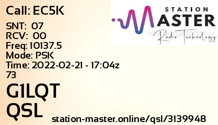 QSL Card for G1LQT QSO with EC5K