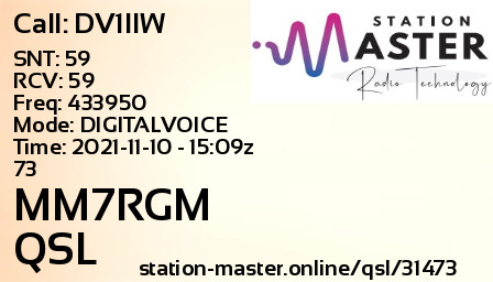 QSL Card for MM7RGM QSO with DV1IIW