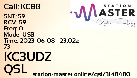 QSL Card for KC3UDZ QSO with KC8B