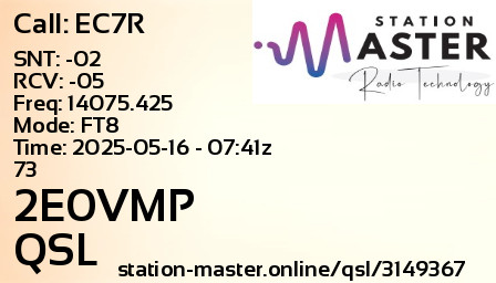 QSL Card for 2E0VMP QSO with EC7R