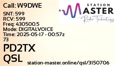 QSL Card for PD2TX QSO with W9DWE