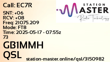 QSL Card for GB1MMH QSO with EC7R