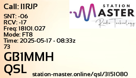 QSL Card for GB1MMH QSO with I1RJP