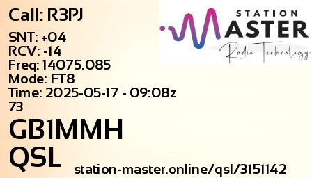 QSL Card for GB1MMH QSO with R3PJ