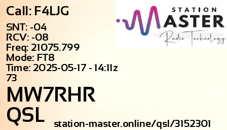 QSL Card for MW7RHR QSO with F4LJG