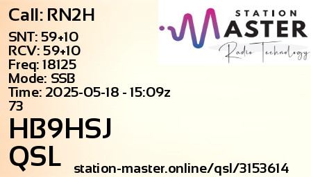 QSL Card for HB9HSJ QSO with RN2H
