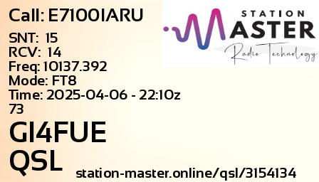 QSL Card for GI4FUE QSO with E7100IARU