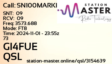 QSL Card for GI4FUE QSO with SN100MARKI