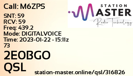 QSL Card for 2E0BGO QSO with M6ZPS