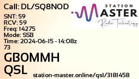 QSL Card for GB0MMH QSO with DL/SQ8NOD