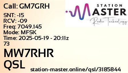 QSL Card for MW7RHR QSO with GM7GRH