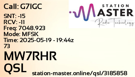 QSL Card for MW7RHR QSO with G7IGC