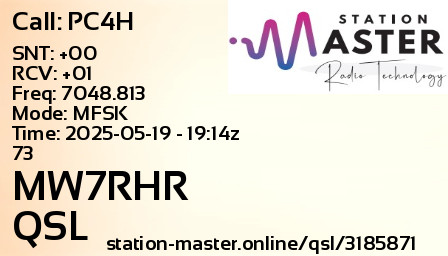 QSL Card for MW7RHR QSO with PC4H