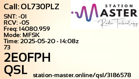 QSL Card for 2E0FPH QSO with OL730PLZ