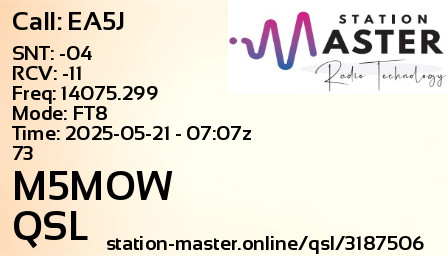 QSL Card for M5MOW QSO with EA5J