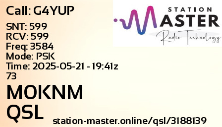 QSL Card for M0KNM QSO with G4YUP