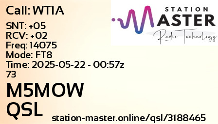 QSL Card for M5MOW QSO with WT1A