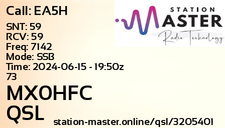 QSL Card for MX0HFC QSO with EA5H