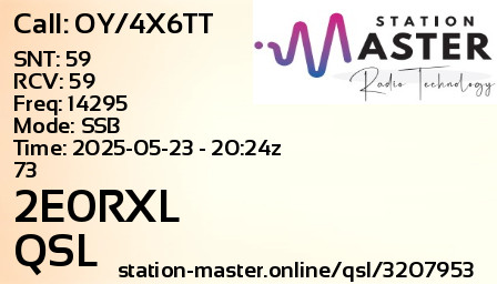QSL Card for 2E0RXL QSO with OY/4X6TT
