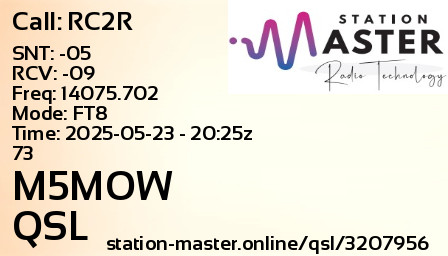 QSL Card for M5MOW QSO with RC2R